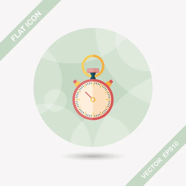 Stopwatch platte pictogram met lange schaduw, eps10 — Stockvector