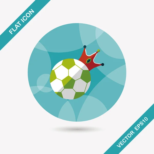 Bola de futebol ícone plano com sombra longa, eps10 — Vetor de Stock