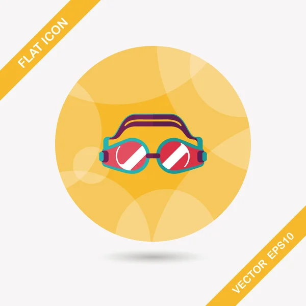 Zwemmen goggles platte pictogram met lange schaduw, eps10 — Stockvector