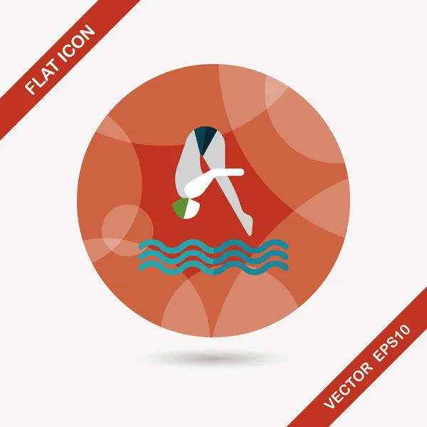 Jump Diving Flat Icon mit langem Schatten, Eps10 — Stockvektor