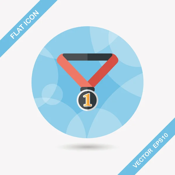 Médaille icône plate avec ombre longue, eps10 — Image vectorielle