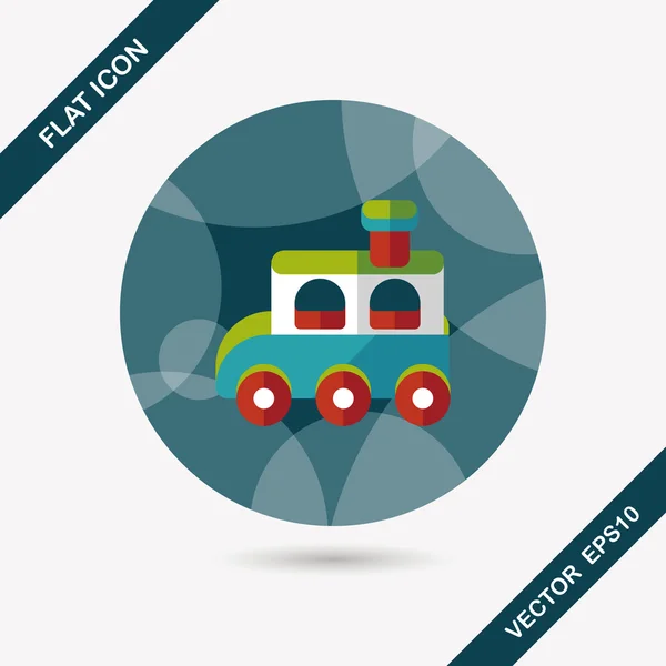 Juguete de tren icono plano con sombra larga, EPS 10 — Vector de stock