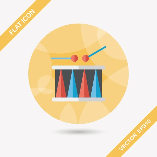 Trommel platte pictogram met lange schaduw, eps10 — Stockvector