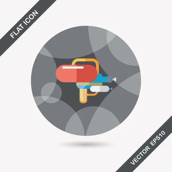 Water gun automatische waterpistool platte pictogram met lange schaduw — Stockvector