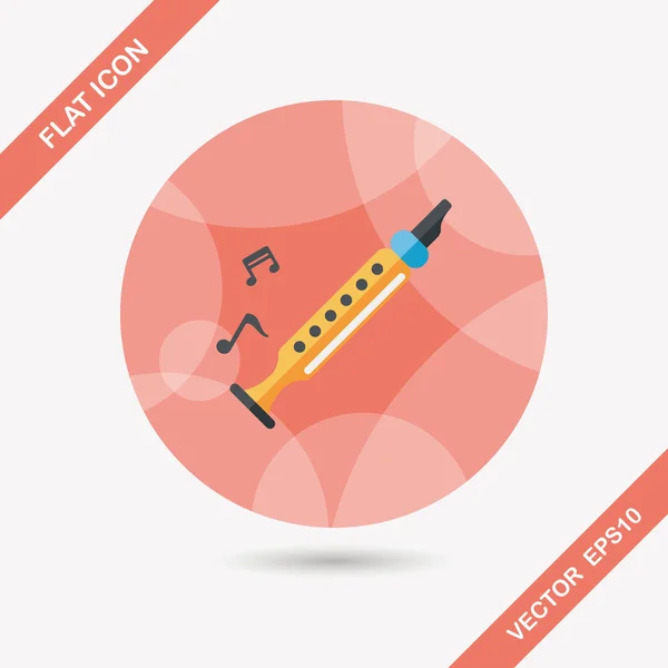 Recorder platte pictogram met lange schaduw, eps10 — Stockvector