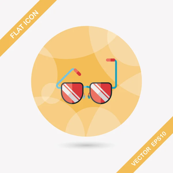 Icono plano de gafas de sol con sombra larga — Vector de stock