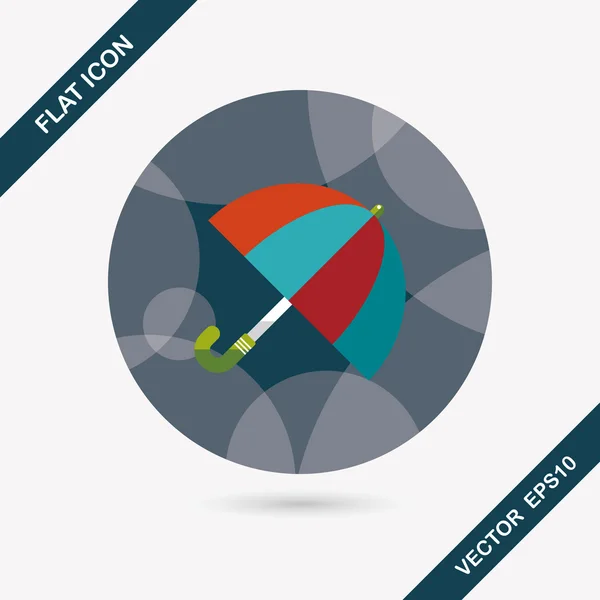 Paraplu platte pictogram met lange schaduw — Stockvector