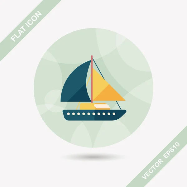 Sailboat flat icon with long shadow — Stock Vector