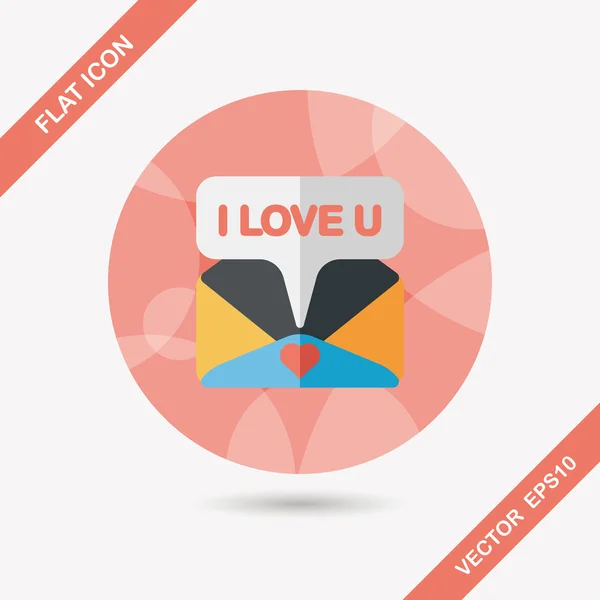 Valentine's day love letter flat icon with long shadow,eps10 — Stock Vector