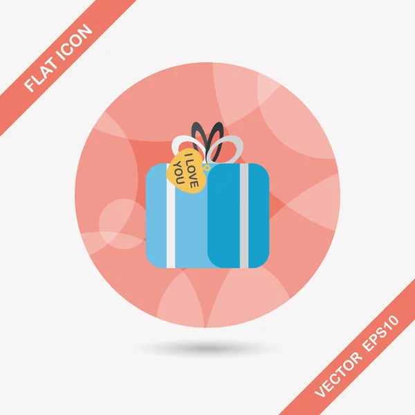 Valentine 's Day present flat icon with long shadow, eps10 — стоковый вектор