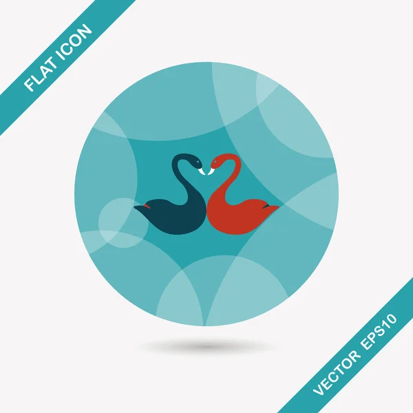 Valentine 's Day lover swan flat icon with long shadow, eps10 — стоковый вектор