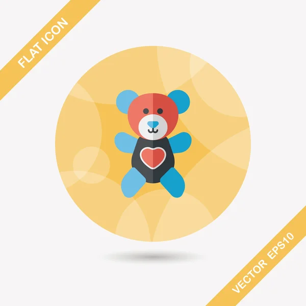 San Valentín regalo oso icono plano con sombra larga, eps10 — Vector de stock