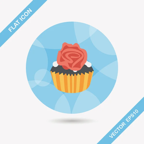 Día de San Valentín cupcake icono plano con sombra larga, eps10 — Archivo Imágenes Vectoriales