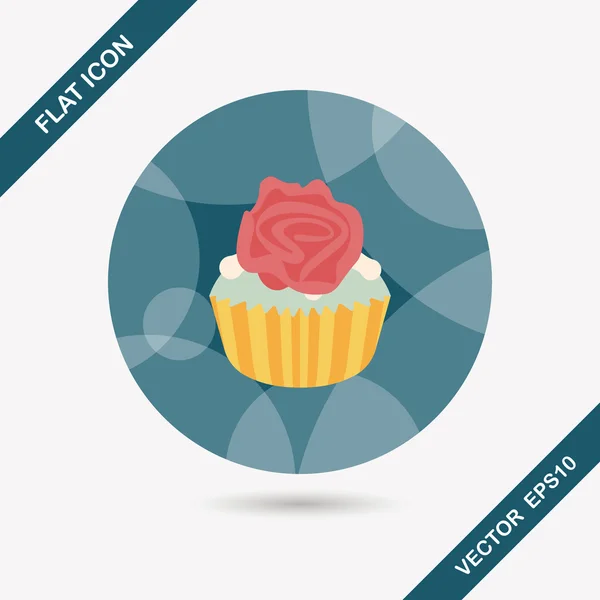 Aftelkalender voor Valentijnsdag cupcake platte pictogram met lange schaduw, eps10 — Stockvector