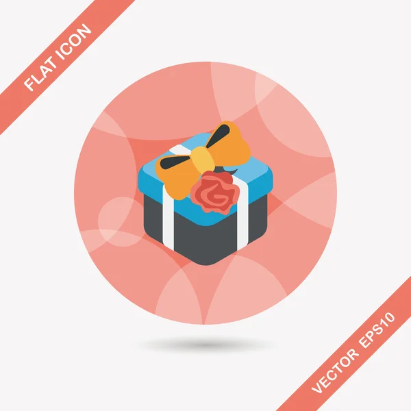 Valentine 's Day present flat icon with long shadow, eps10 — стоковый вектор