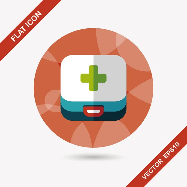 First aid kit flat icon with long shadow — Stock Vector