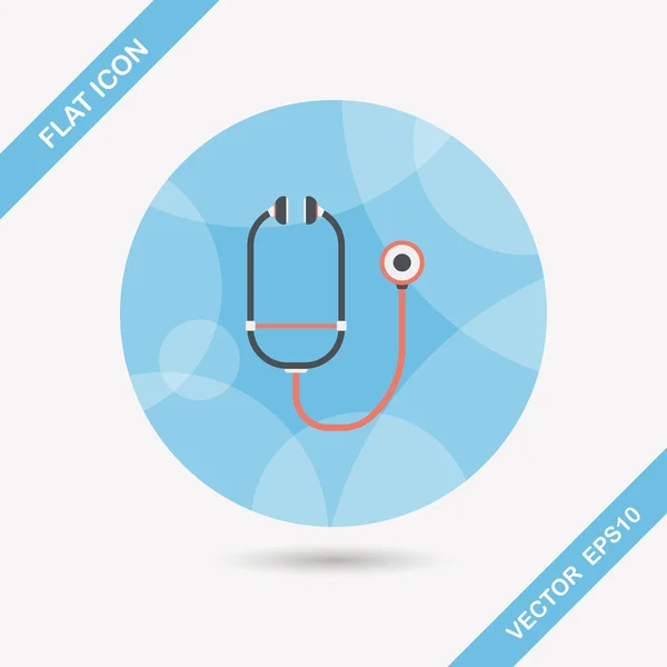 Stethoscope flat icon with long shadow — Stock Vector