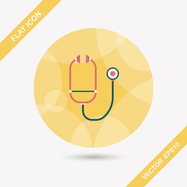 Stethoscope flat icon with long shadow — Stock Vector