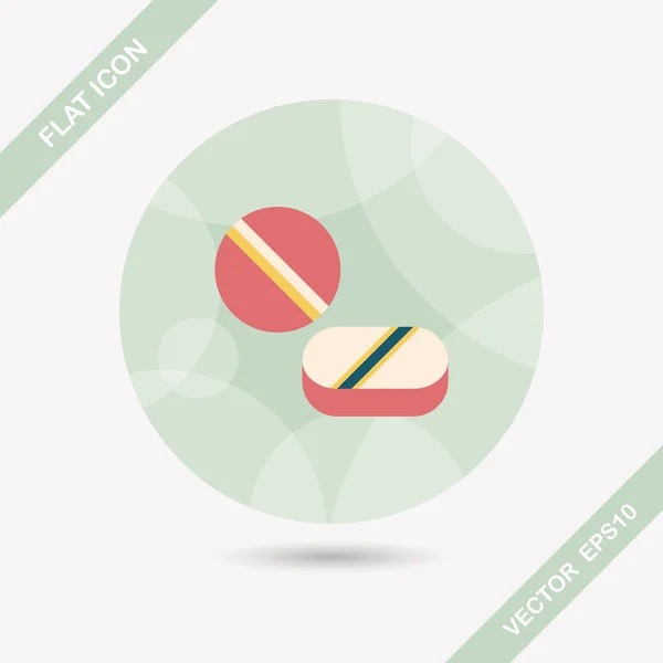 Comprimidos ícone plano com sombra longa —  Vetores de Stock
