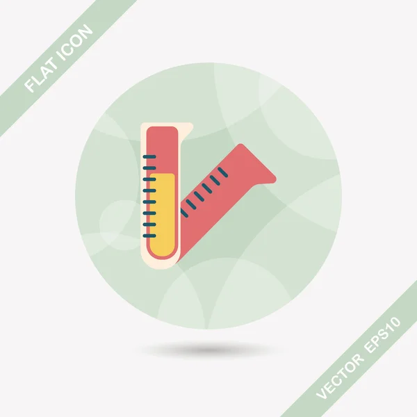 Test tube flat icon with long shadow — Stock Vector