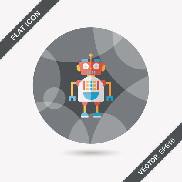 Robot concept platte pictogram met lange schaduw, eps10 — Stockvector