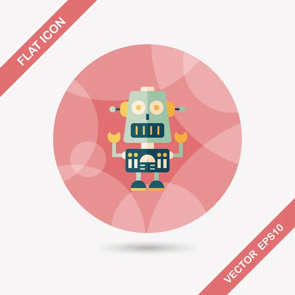 Robot concept platte pictogram met lange schaduw, eps10 — Stockvector