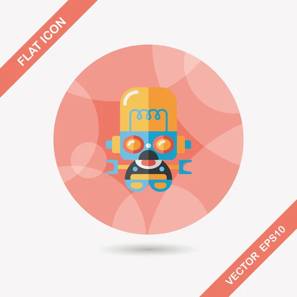 Concepto de robot icono plano con sombra larga, eps10 — Vector de stock