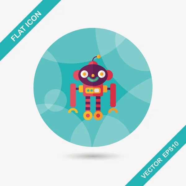 Robot concept platte pictogram met lange schaduw, eps10 — Stockvector