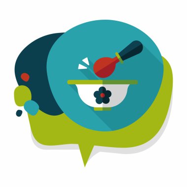 Bebek gıda kase düz simgesiyle uzun gölge, eps10