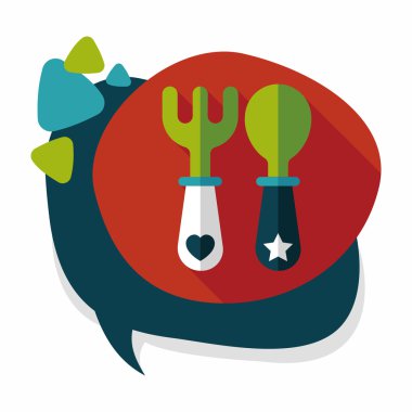 Uzun Gölge, eps10 düz simgesiyle dishware ve çatal bıçak takımı