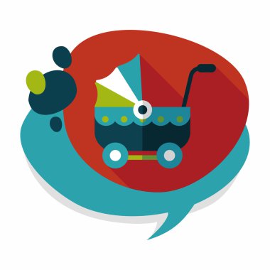 çocuk arabası düz simgesi ile uzun gölge, eps10