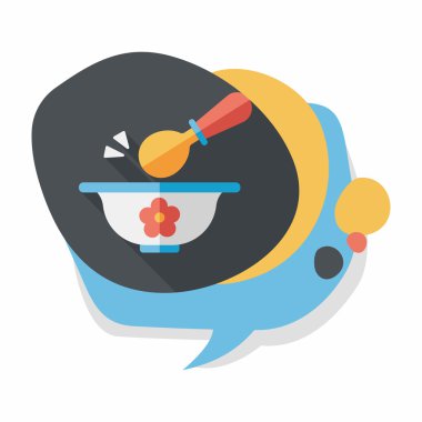 Bebek gıda kase düz simgesiyle uzun gölge, eps10