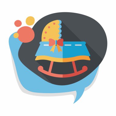 Bebek beşik yatak düz simgesiyle uzun gölge, eps10