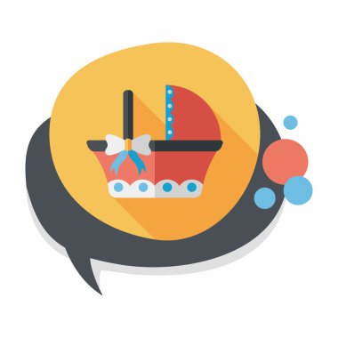 Bebek beşik yatak düz simgesiyle uzun gölge, eps10