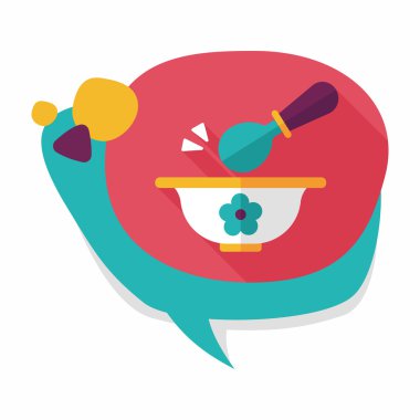 Bebek gıda kase düz simgesiyle uzun gölge, eps10