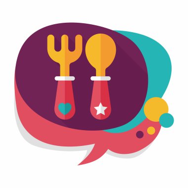 Uzun Gölge, eps10 düz simgesiyle dishware ve çatal bıçak takımı