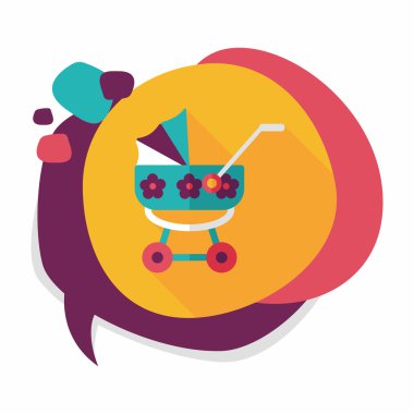 çocuk arabası düz simgesi ile uzun gölge, eps10