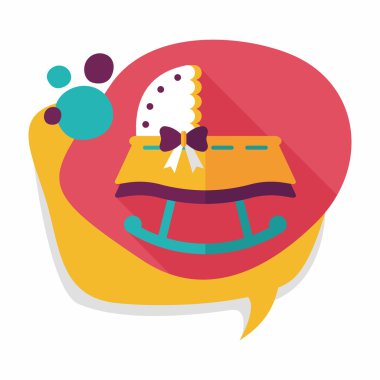 Bebek beşik yatak düz simgesiyle uzun gölge, eps10