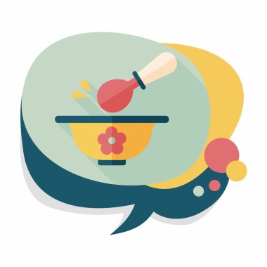 Bebek gıda kase düz simgesiyle uzun gölge, eps10