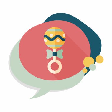 Bebek çıngırağı düz simgesi ile uzun gölge, eps10