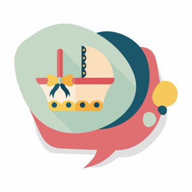 Bebek beşik yatak düz simgesiyle uzun gölge, eps10