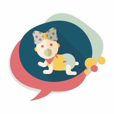 Bebek çıngırağı düz simgesi ile uzun gölge, eps10