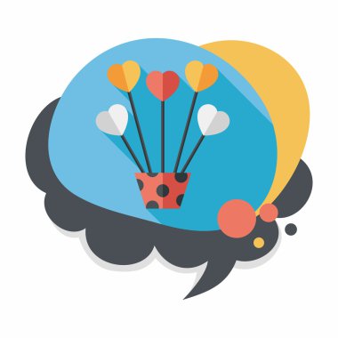 kalp çiçek düz simgesi ile uzun gölge, eps10