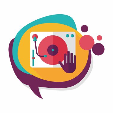 DJ müzik düz simgesi ile uzun gölge, eps10