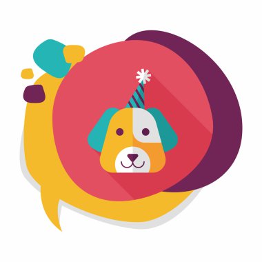 köpek doğum düz simgesi ile uzun gölge, eps10