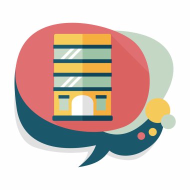 Bina daire düz simgesi ile uzun gölge, eps10