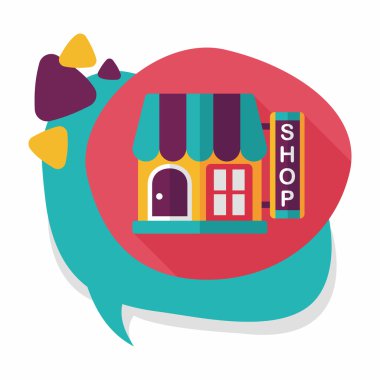 Bina dükkan mağaza düz simgesiyle uzun gölge, eps10