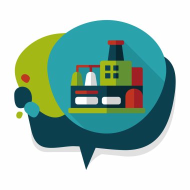 Bina Fabrika düz simgesi ile uzun gölge, eps10