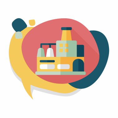 Bina Fabrika düz simgesi ile uzun gölge, eps10