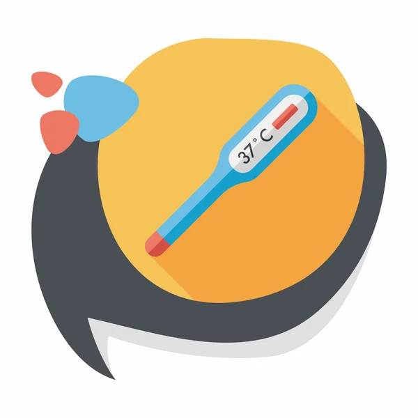 Medical thermometer flat icon with long shadow — Stock Vector